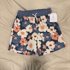 Little Co. Kids Floral Swim Trunks - Blue and Orange